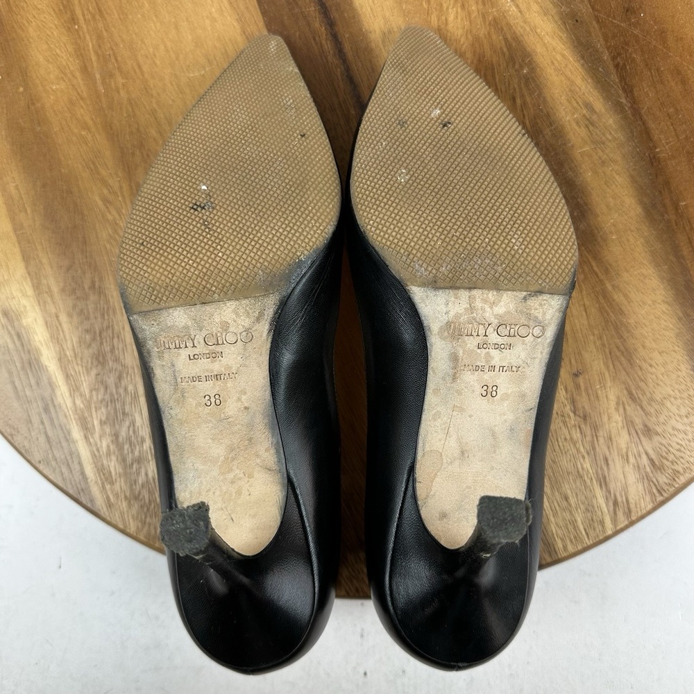 Womens Jimmy Choo Black Kid Leather Eleven Pointed Toe Pumps Heels Size EU 38 - Picture 10 of 14